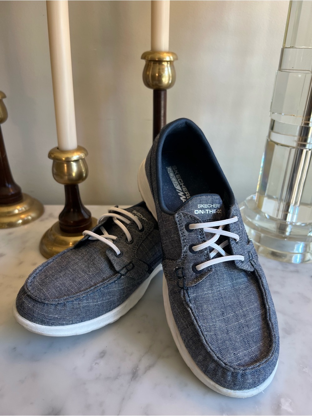 Skechers On-The-Go Chambray Boat Shoes Womens Size 6.5